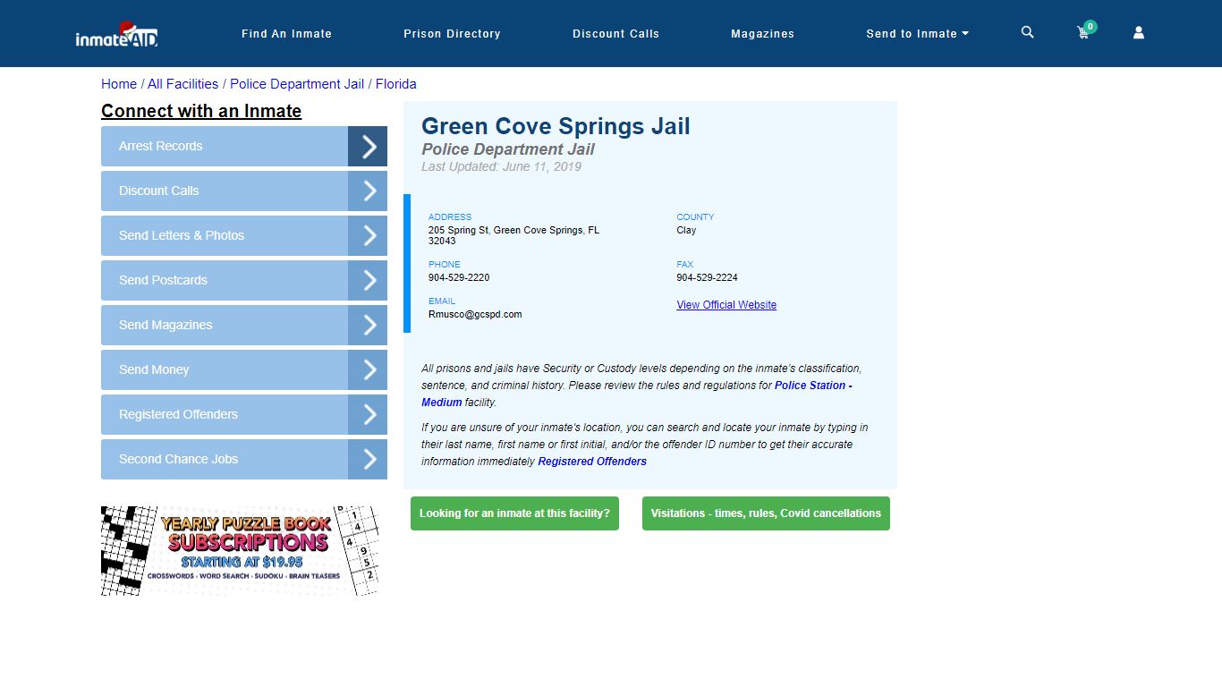Green Cove Springs Jail & Inmate Search - Green Cove Springs, FL
