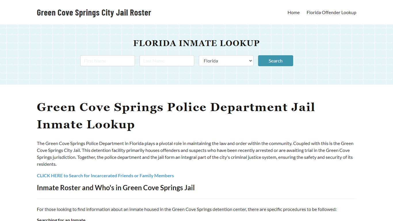 Green Cove Springs Police Department & City Jail, FL Inmate Roster ...